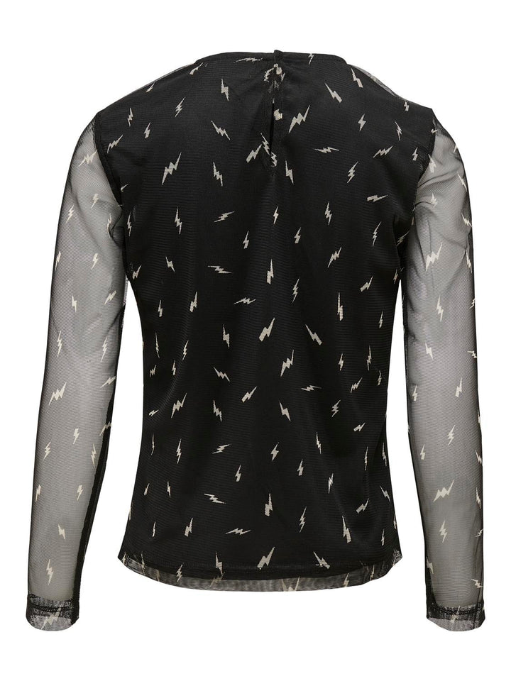 Kids Only t-shirt l/m zwart dessin – meisjes