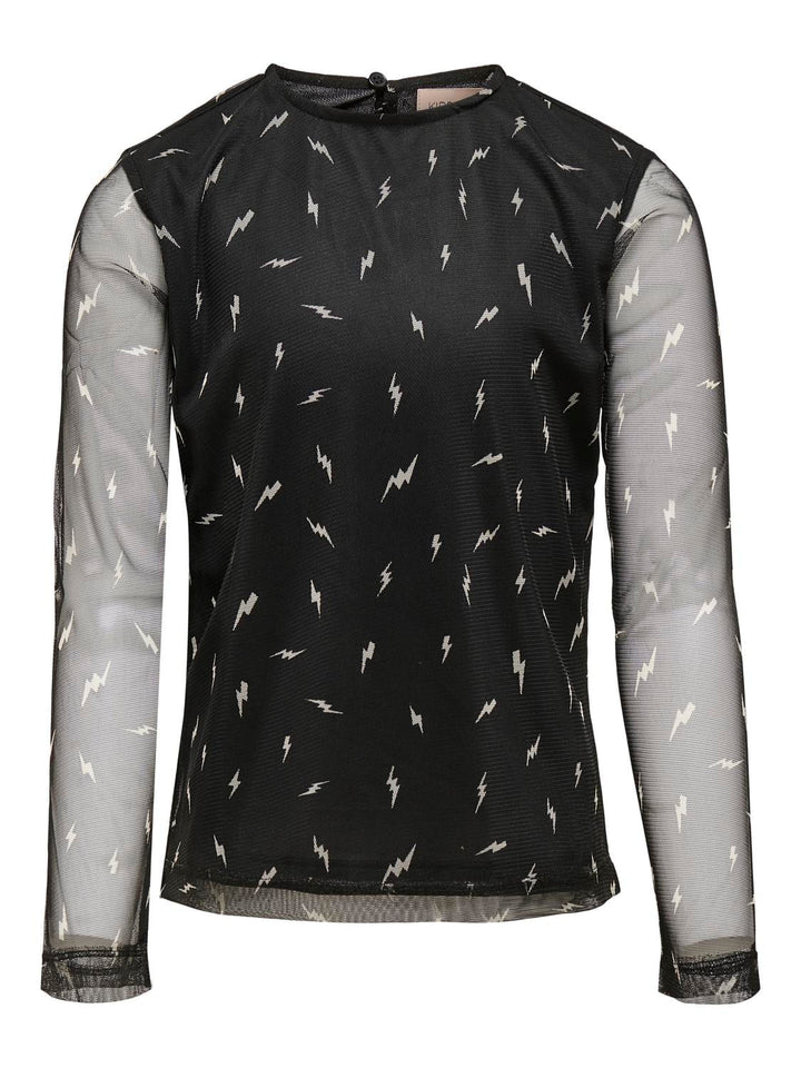 Kids Only t-shirt l/m zwart dessin – meisjes