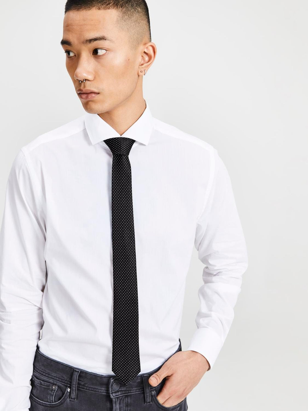 Jack & Jones stropdas zwart dessin – heren