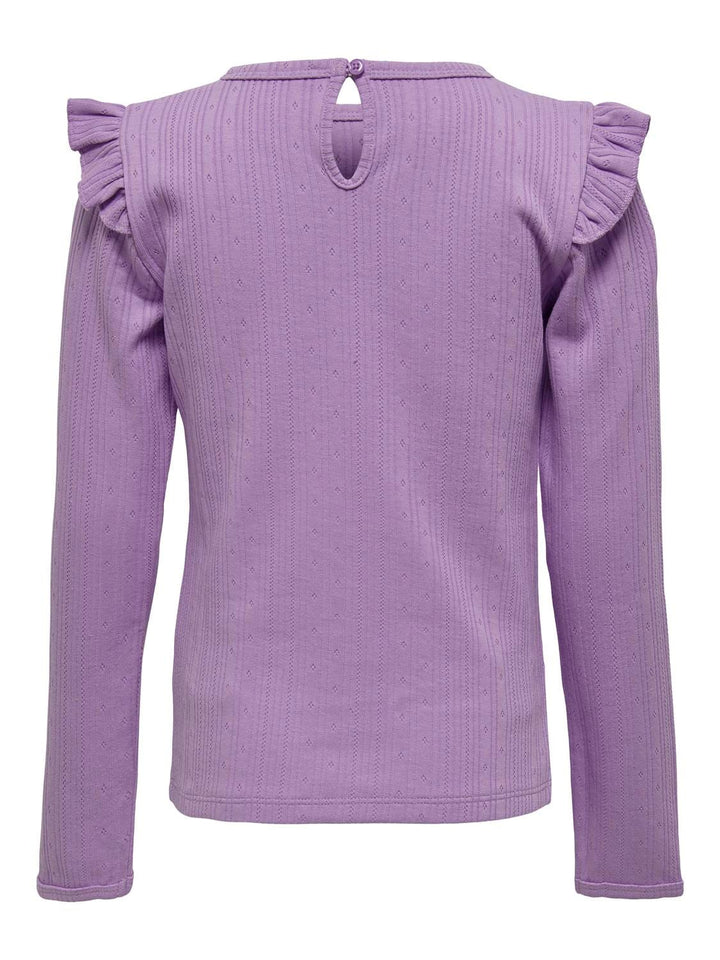 KIDS ONLY KOGMIMI LS FRILL TEE WVN – meisjes t-shirt lila