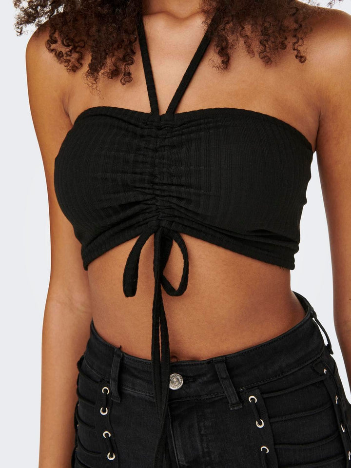 Only ONLEMMA HALTERNECK ROUCHING TOP NN - dames singlet zwart