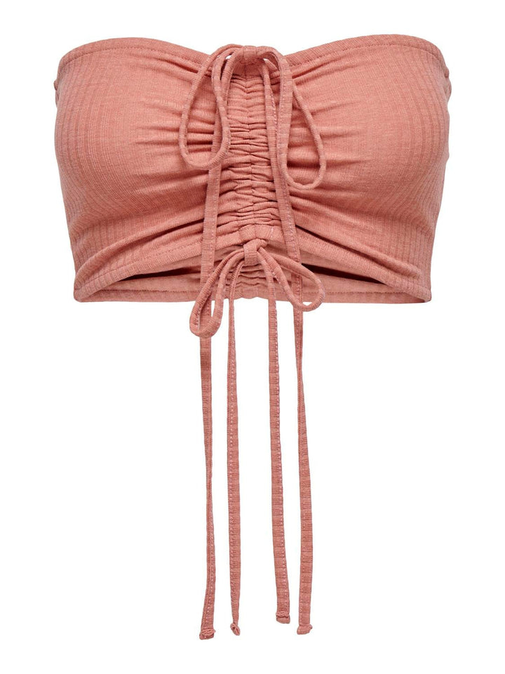 Only ONLEMMA HALTERNECK ROUCHING TOP NN – dames singlet - Zalm/peach