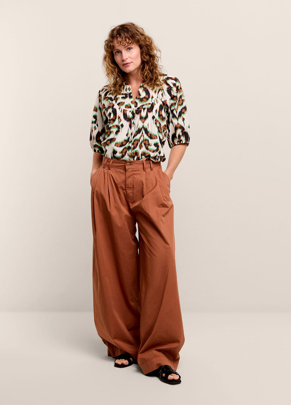 Summum blouse ornament print bruin dessin – dames