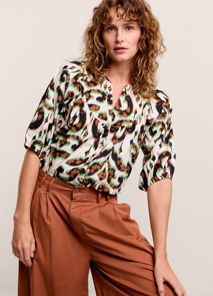 Summum 2s3133-12034 blouse k/m bruin dessin