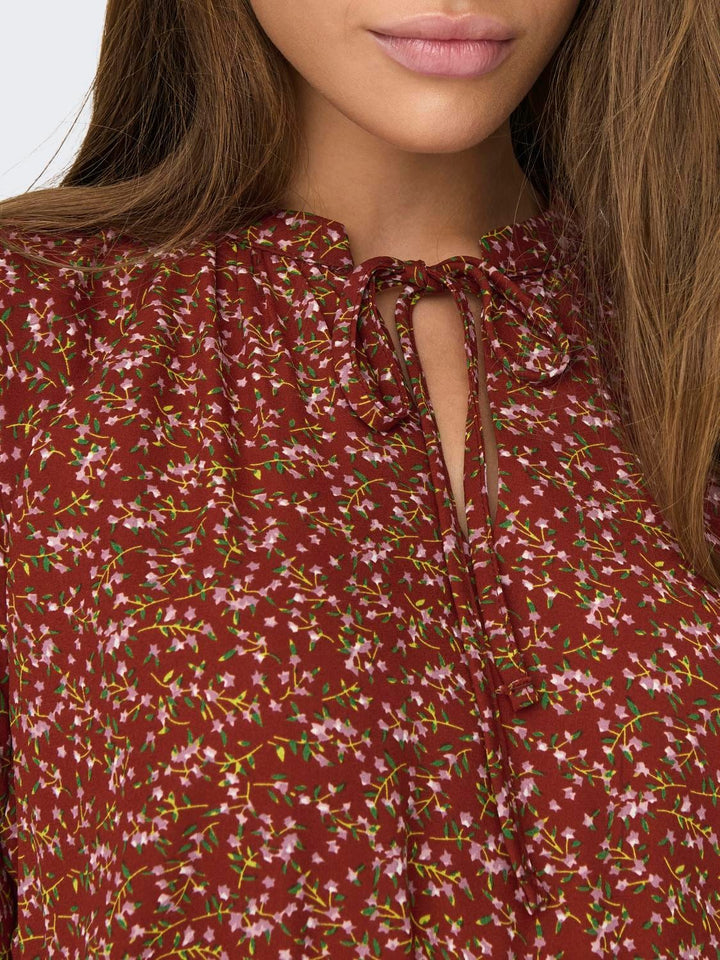 Jacqueline de Yong 15302164 Cana jurk kort – dames - Rood Dessin