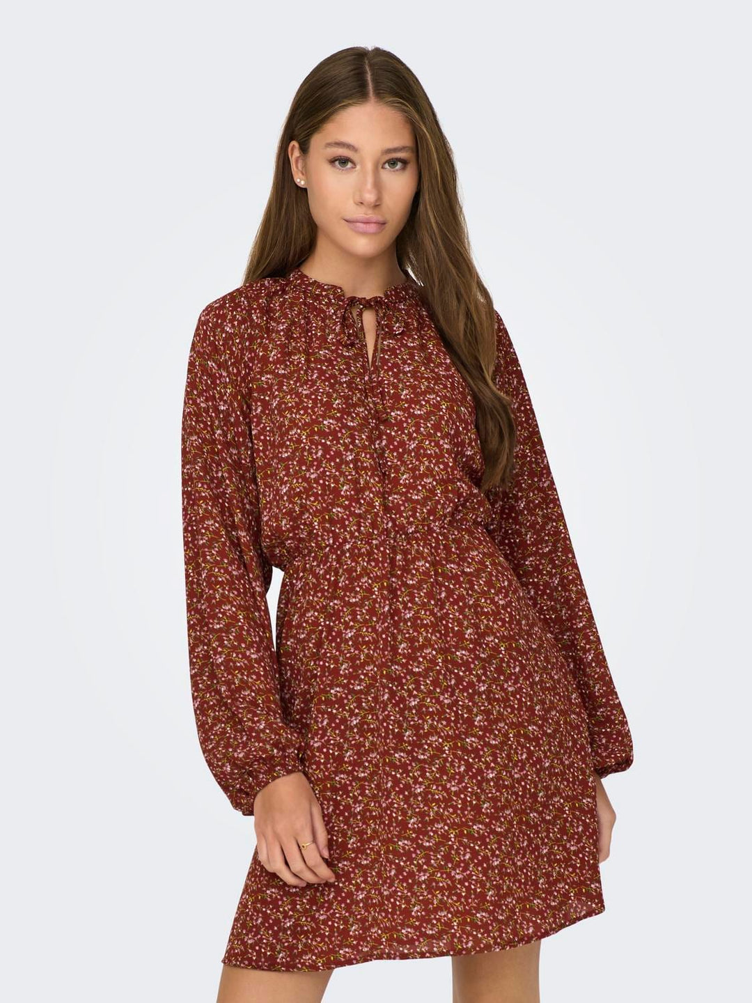 Jacqueline de Yong 15302164 Cana jurk kort – dames - Rood Dessin