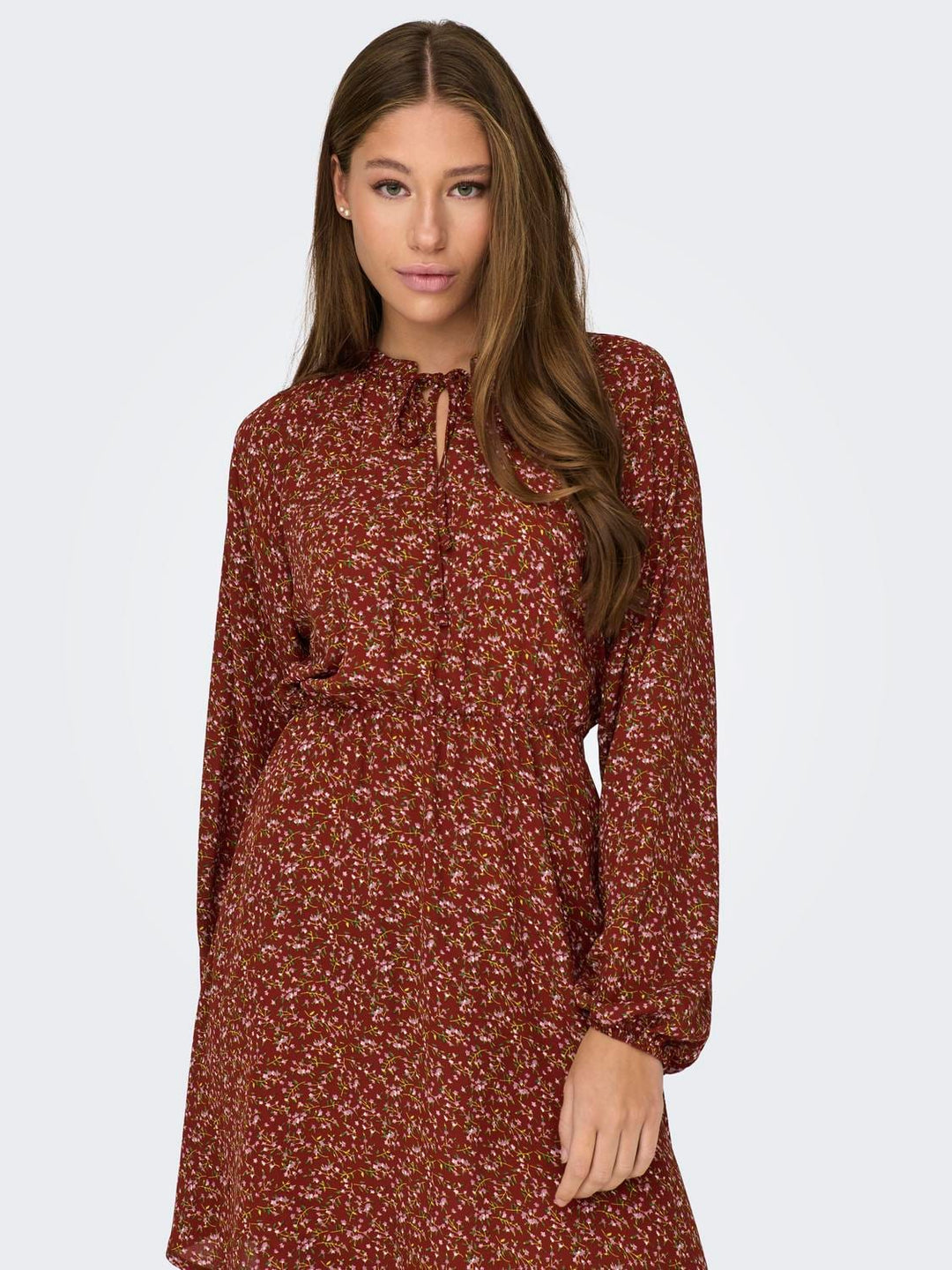 Jacqueline de Yong 15302164 Cana jurk kort – dames - Rood Dessin