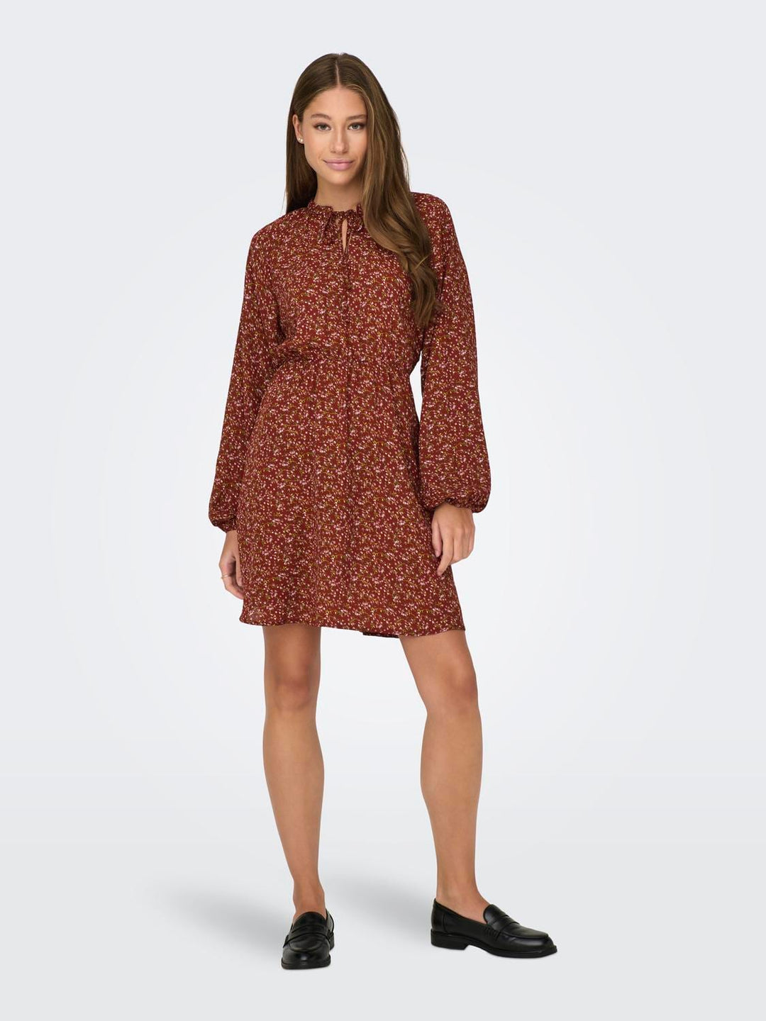 Jacqueline de Yong 15302164 Cana jurk kort – dames - Rood Dessin
