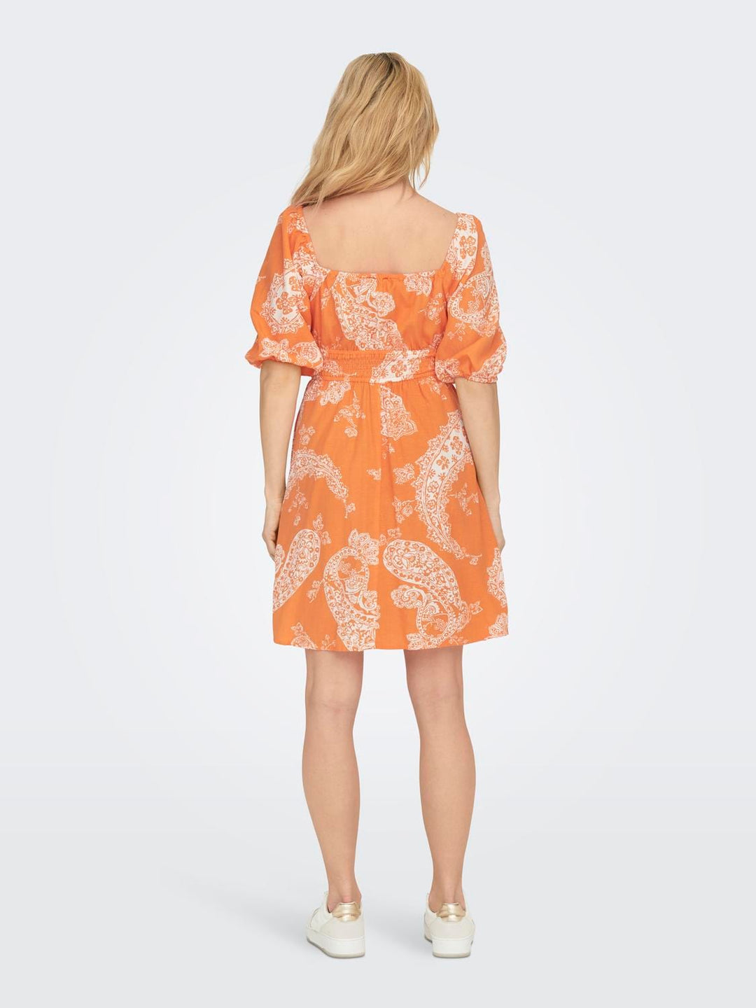 Only ONLBELLA LINEN jurk oranje dessin – dames