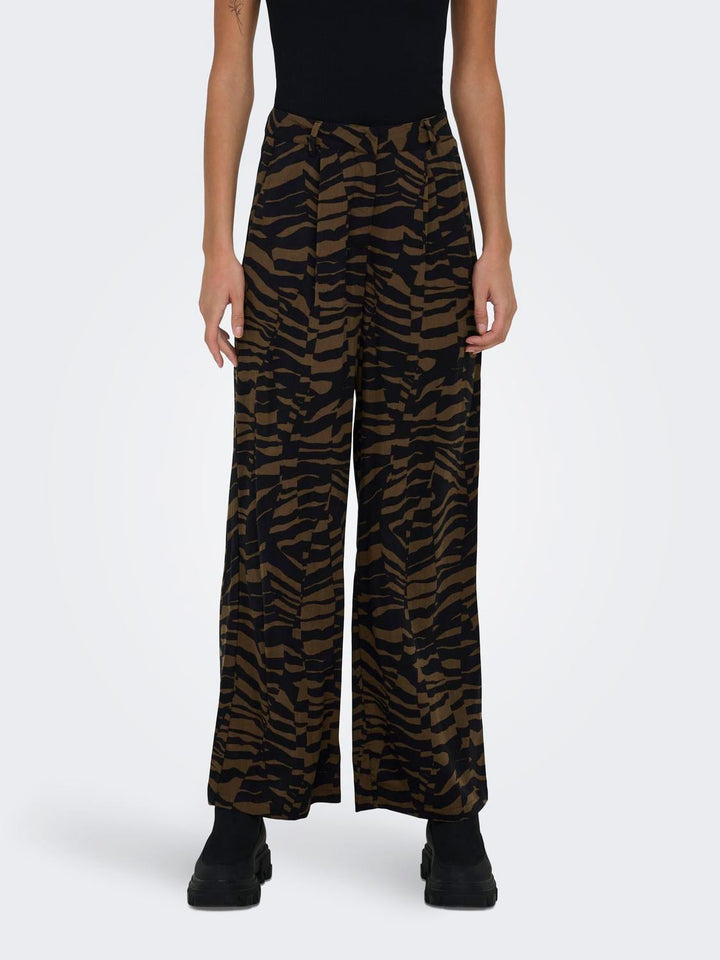 Only ONLBREE TAILORED PANT PTM – dames lange broek bruin dessin