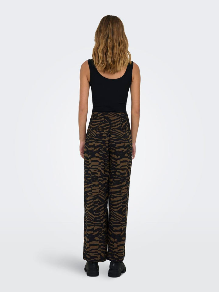 Only ONLBREE TAILORED PANT PTM – dames lange broek bruin dessin
