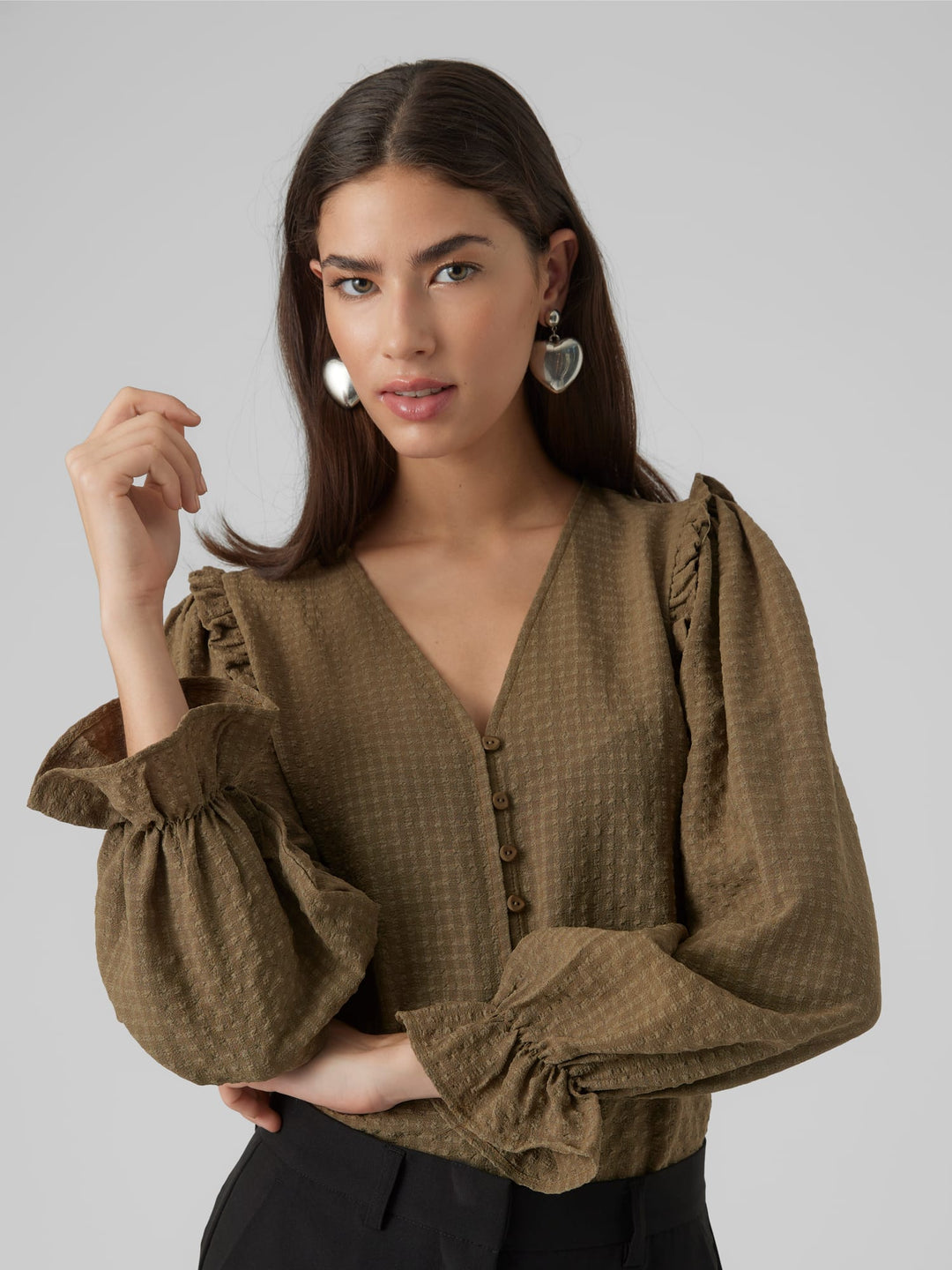 VERO MODA blouse l/m dames groen dessin – 10298873 Karin