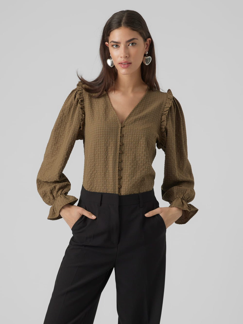 VERO MODA blouse l/m dames groen dessin – 10298873 Karin