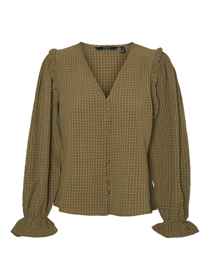 VERO MODA blouse l/m dames groen dessin – 10298873 Karin