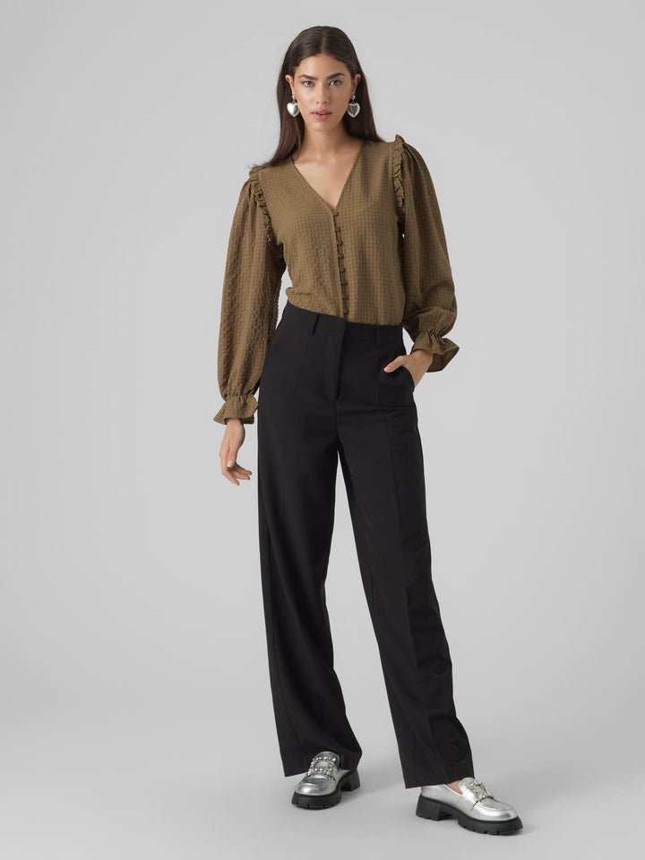 VERO MODA blouse l/m dames groen dessin – 10298873 Karin