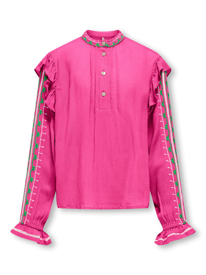 KIDS ONLY KOGADA L/S EMB. SHIRT WVN – meisjes overhemd - Framboos