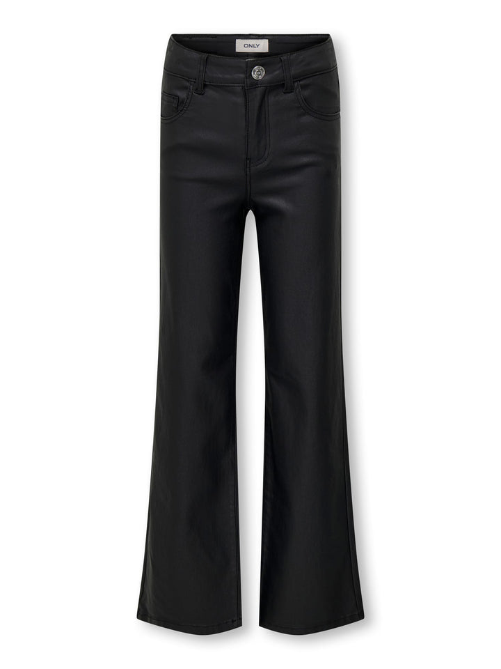 KIDS ONLY KOGJUICY-NYA WIDE COATED PANT zwart – meisjes