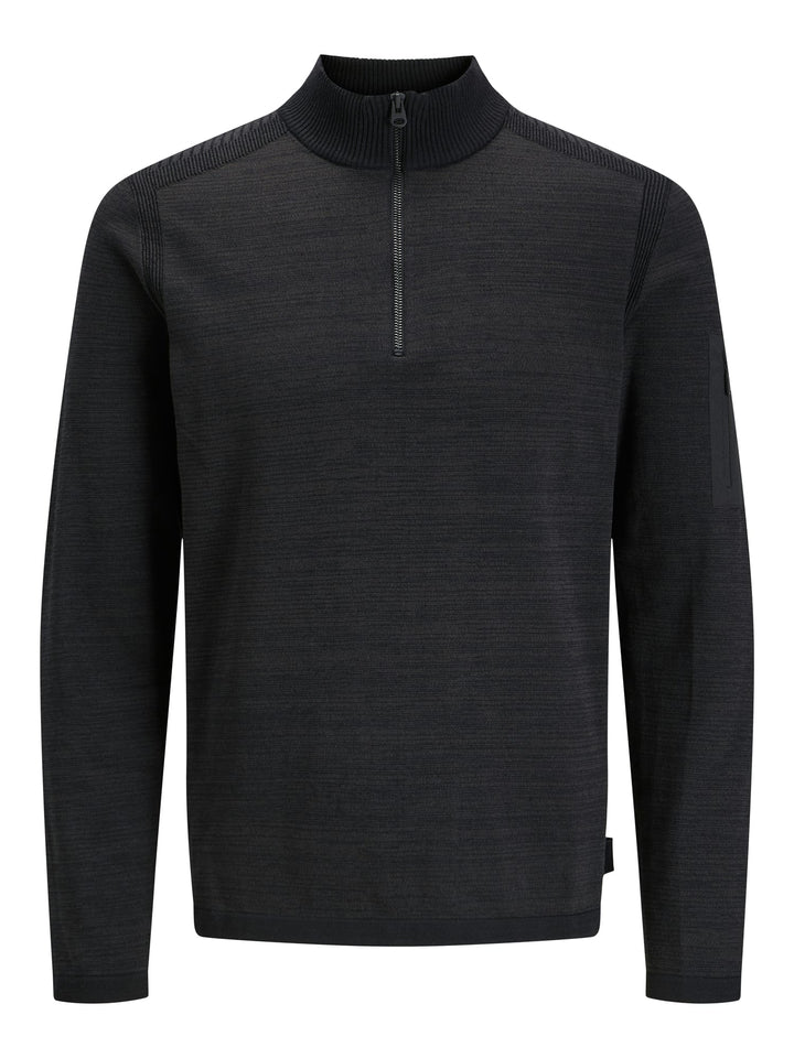 Jack & Jones JCOMACE KNIT HALF ZIP SMU – trui heren - Zwart