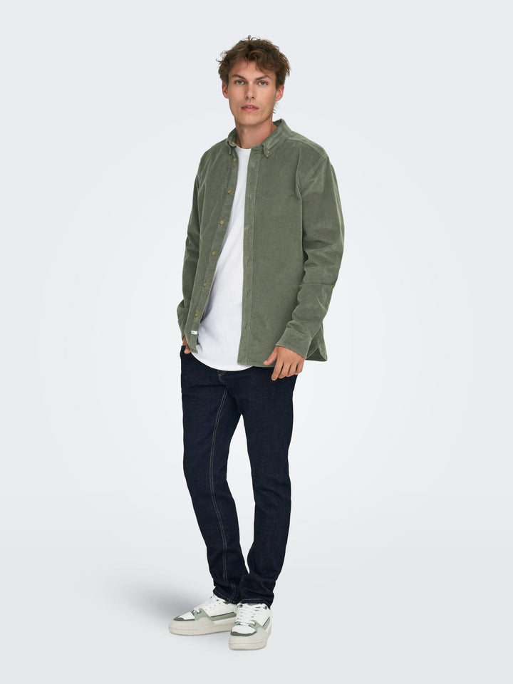 ONLY & SONS overhemd donkergroen – heren