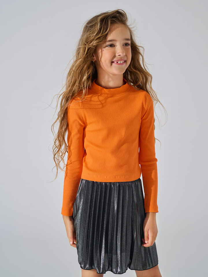 Kids Only Linea T-shirt l/m oranje – meisjes