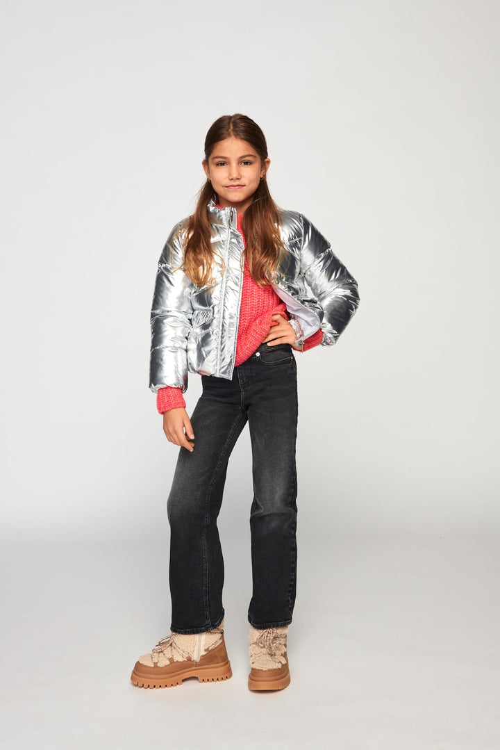 KIDS ONLY Pearl puffer jacket – winterjas meisjes - Zilverkleurig