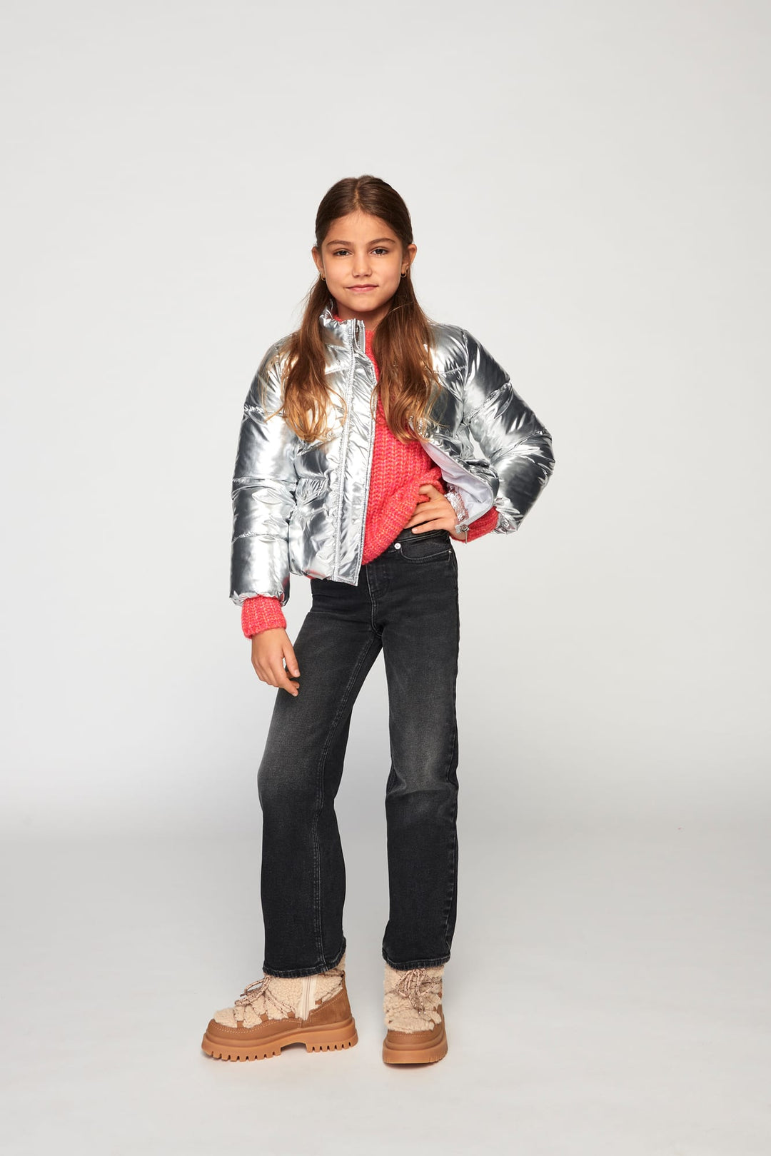 KIDS ONLY 15325601 Pearl puffer jacket zilverkleurig – meisjes