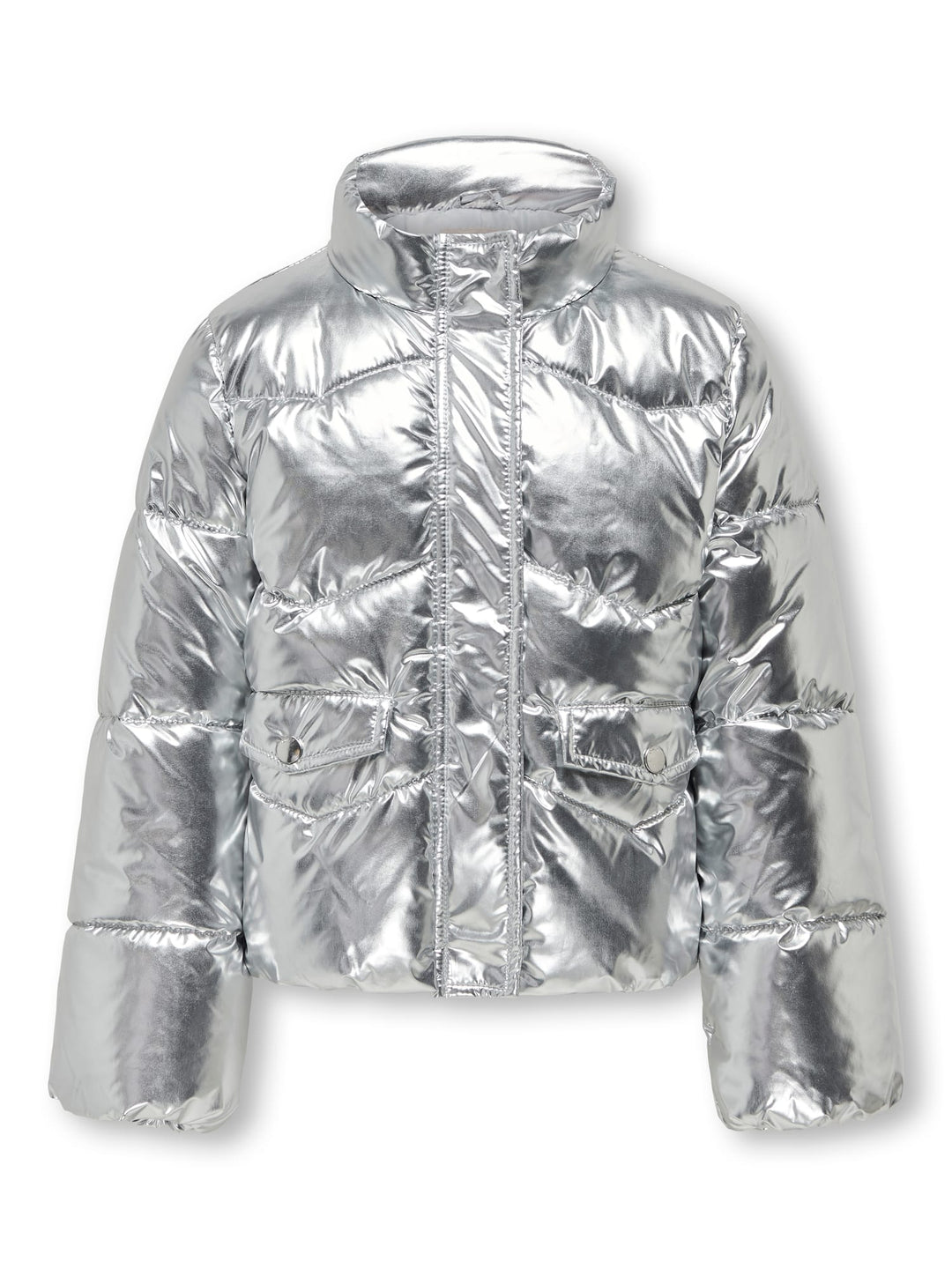 KIDS ONLY Pearl puffer jacket – winterjas meisjes - Zilverkleurig