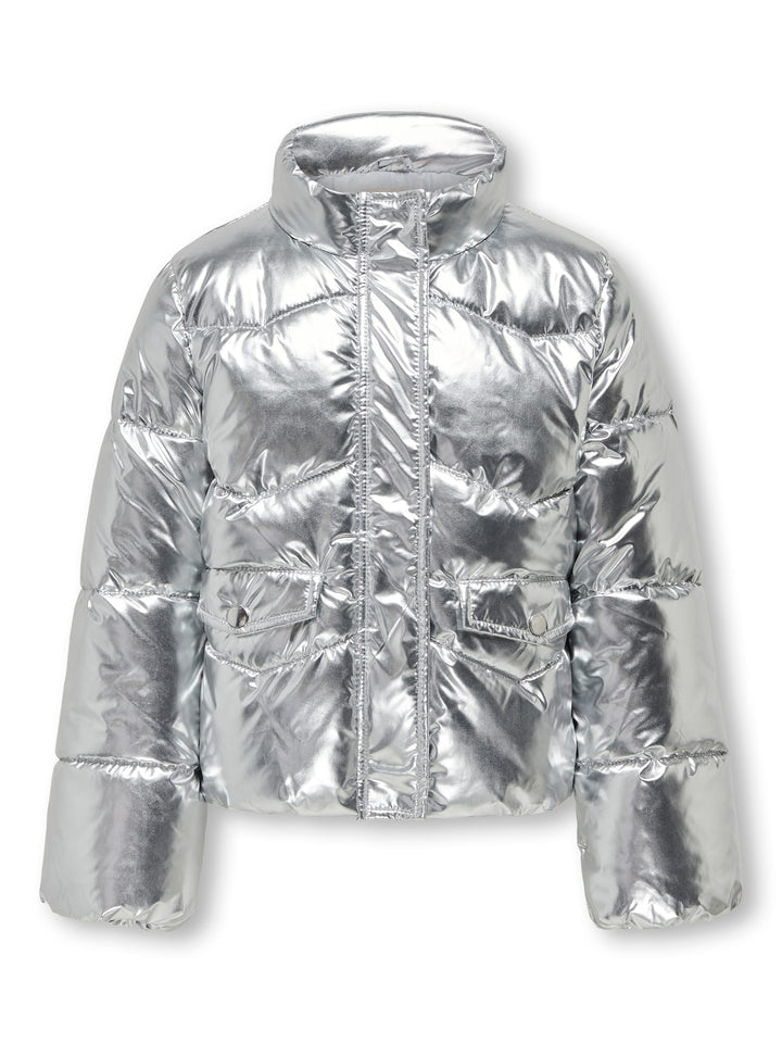 KIDS ONLY Pearl puffer jacket – winterjas meisjes - Zilverkleurig