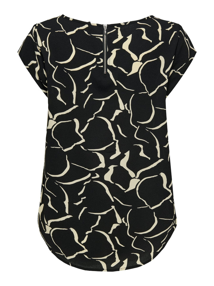 Only ONLVIC S/S AOP TOP NOOS WVN - dames blouse zwart dessin