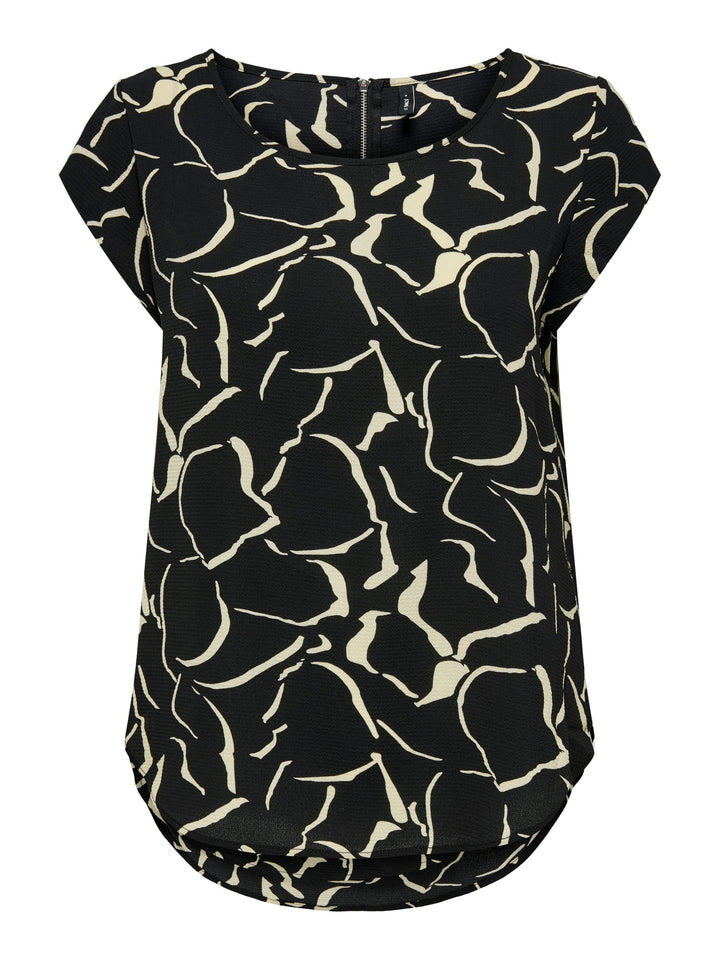 Only ONLVIC S/S AOP TOP NOOS WVN - dames blouse zwart dessin