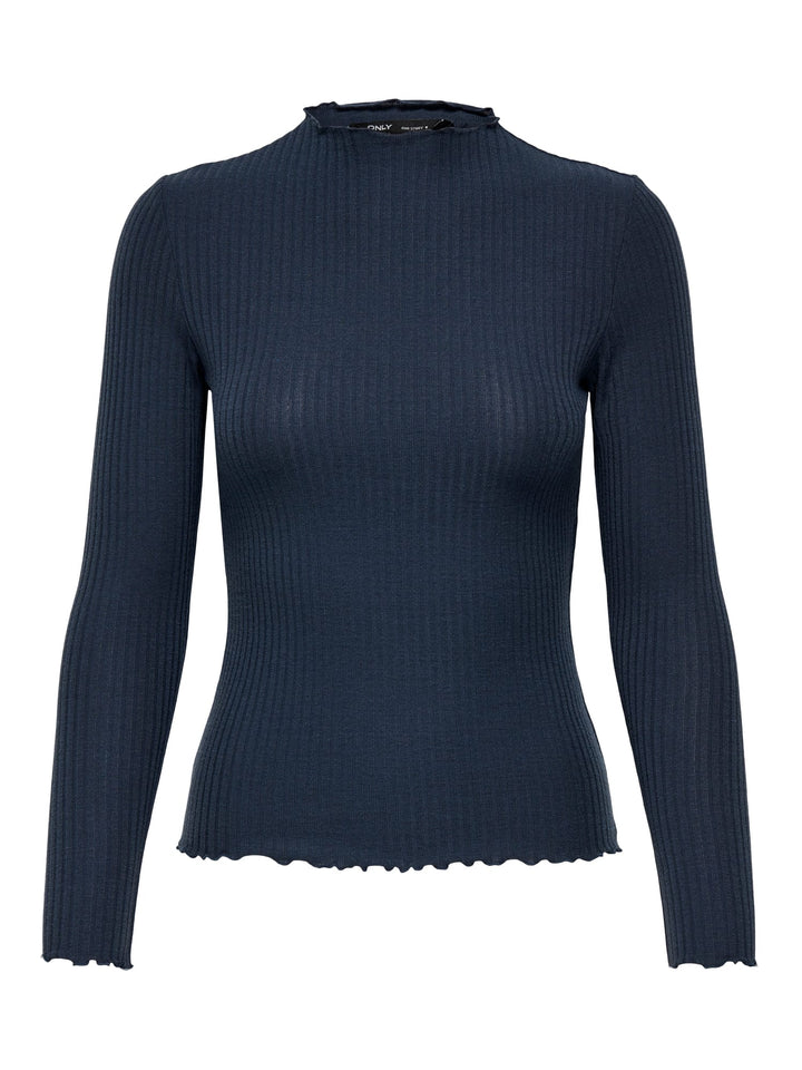 Only 15180040 Emma top l/m dames rafblauw