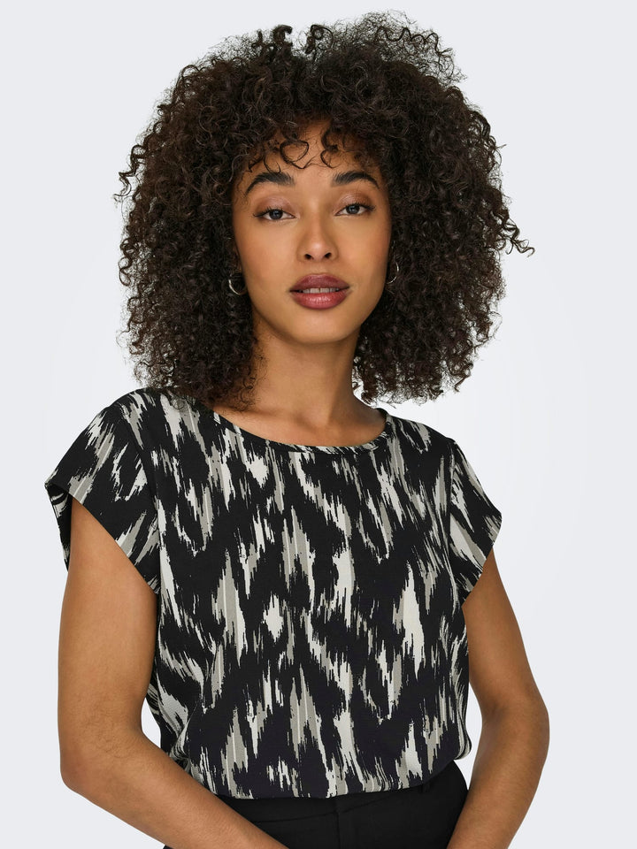 Only Vic blouse zwart dessin – dames