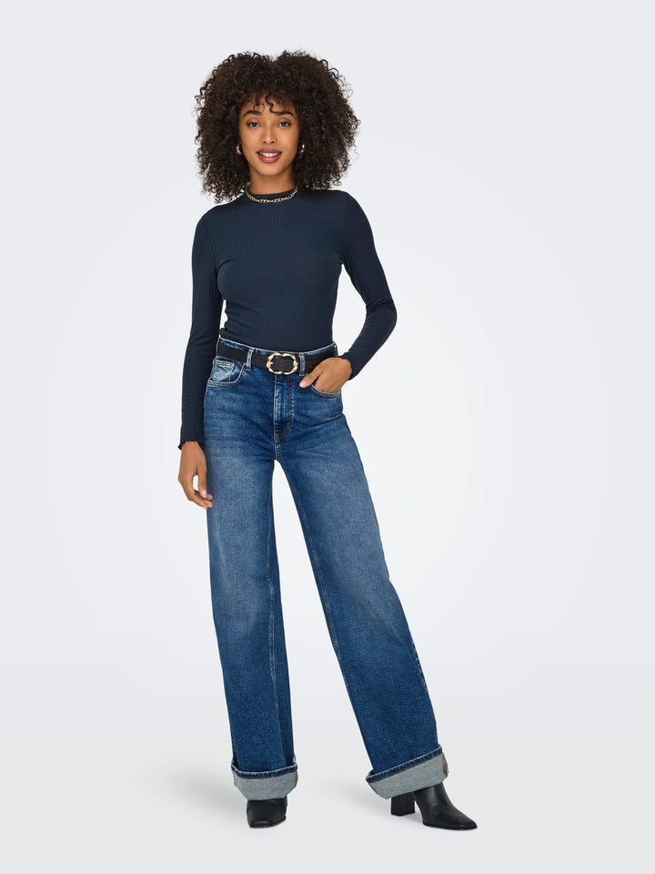 Only ONLEMMA L/S HIGH NECK TOP rafblauw – dames