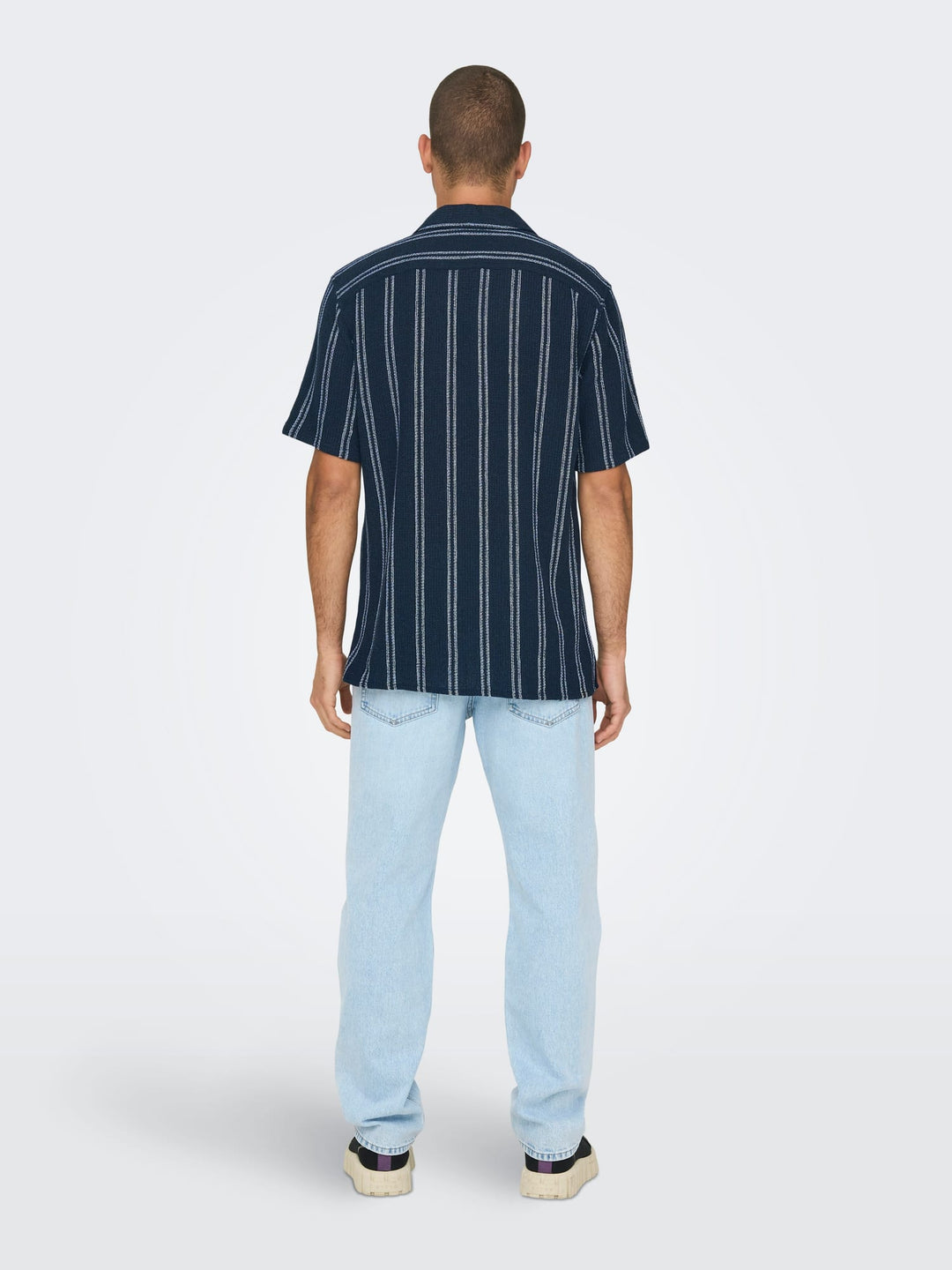ONLY & SONS Trev overhemd k/m heren - blauw dessin