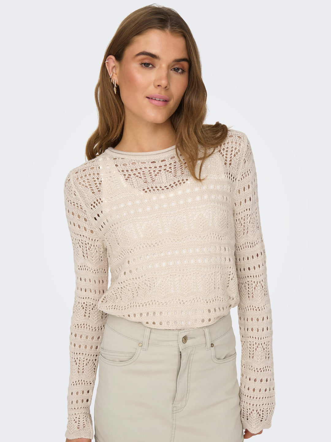 Jacqueline de Yong gebreide pullover beige – dames