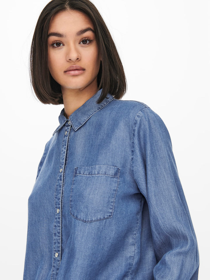 Jacqueline de Yong 15252957 Jasper blouse l/m denim blue denim