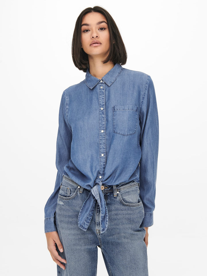 Jacqueline de Yong 15252957 Jasper blouse l/m denim blue denim