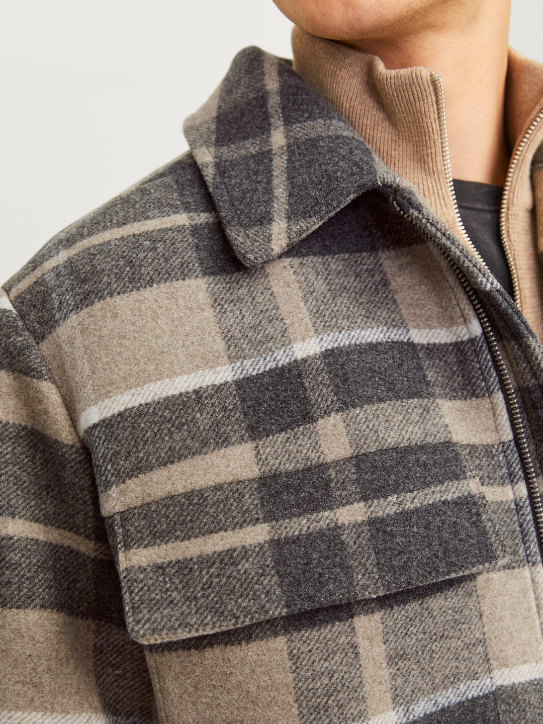 Jack & Jones JPRCCRUSSEL WOOL BLEND JACKET SN – heren - Bruin Dessin
