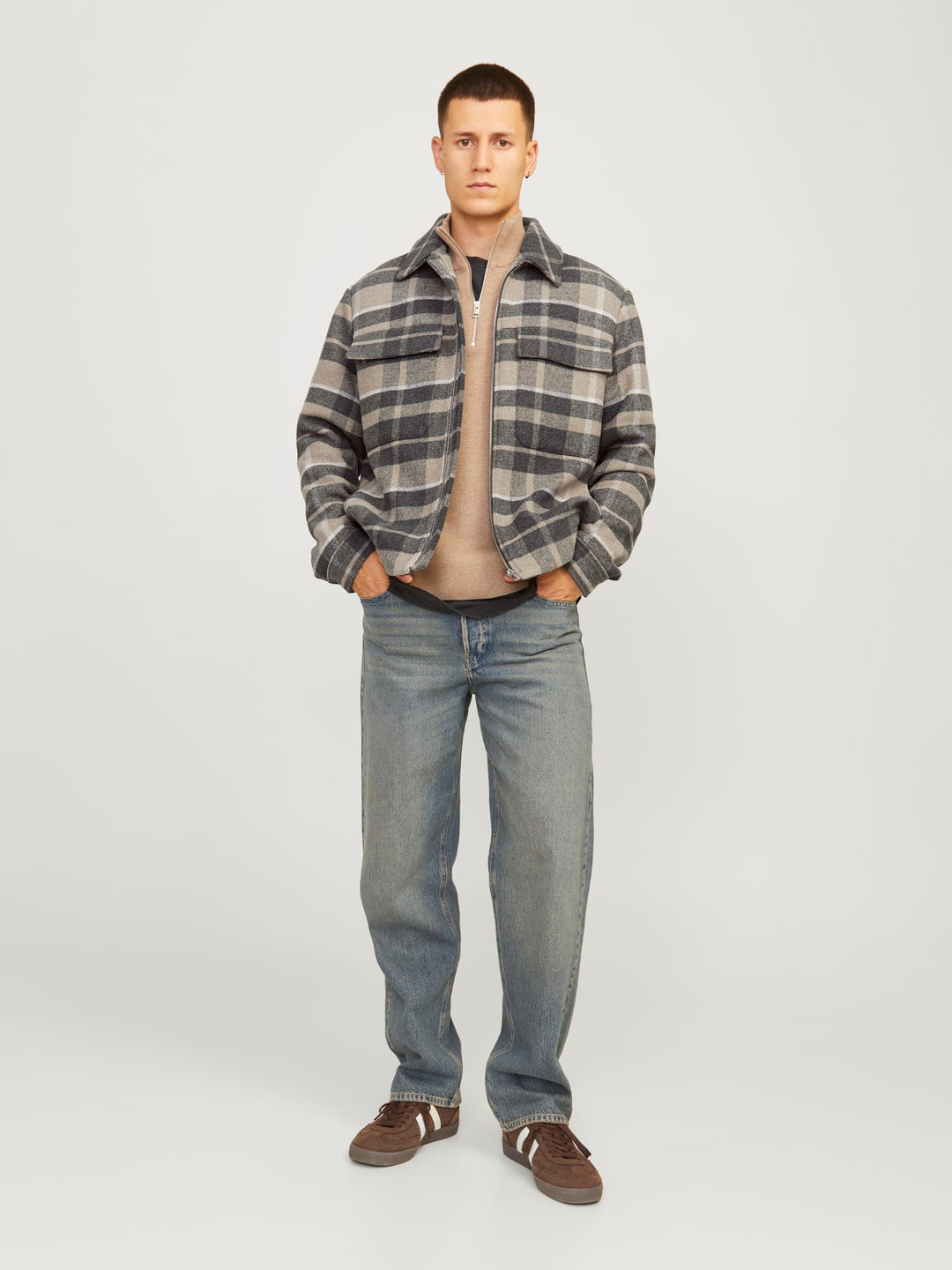 Jack & Jones JPRCCRUSSEL WOOL BLEND JACKET SN – heren - Bruin Dessin