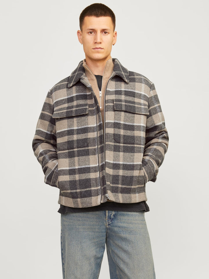 Jack & Jones JPRCCRUSSEL WOOL BLEND JACKET SN – heren - Bruin Dessin