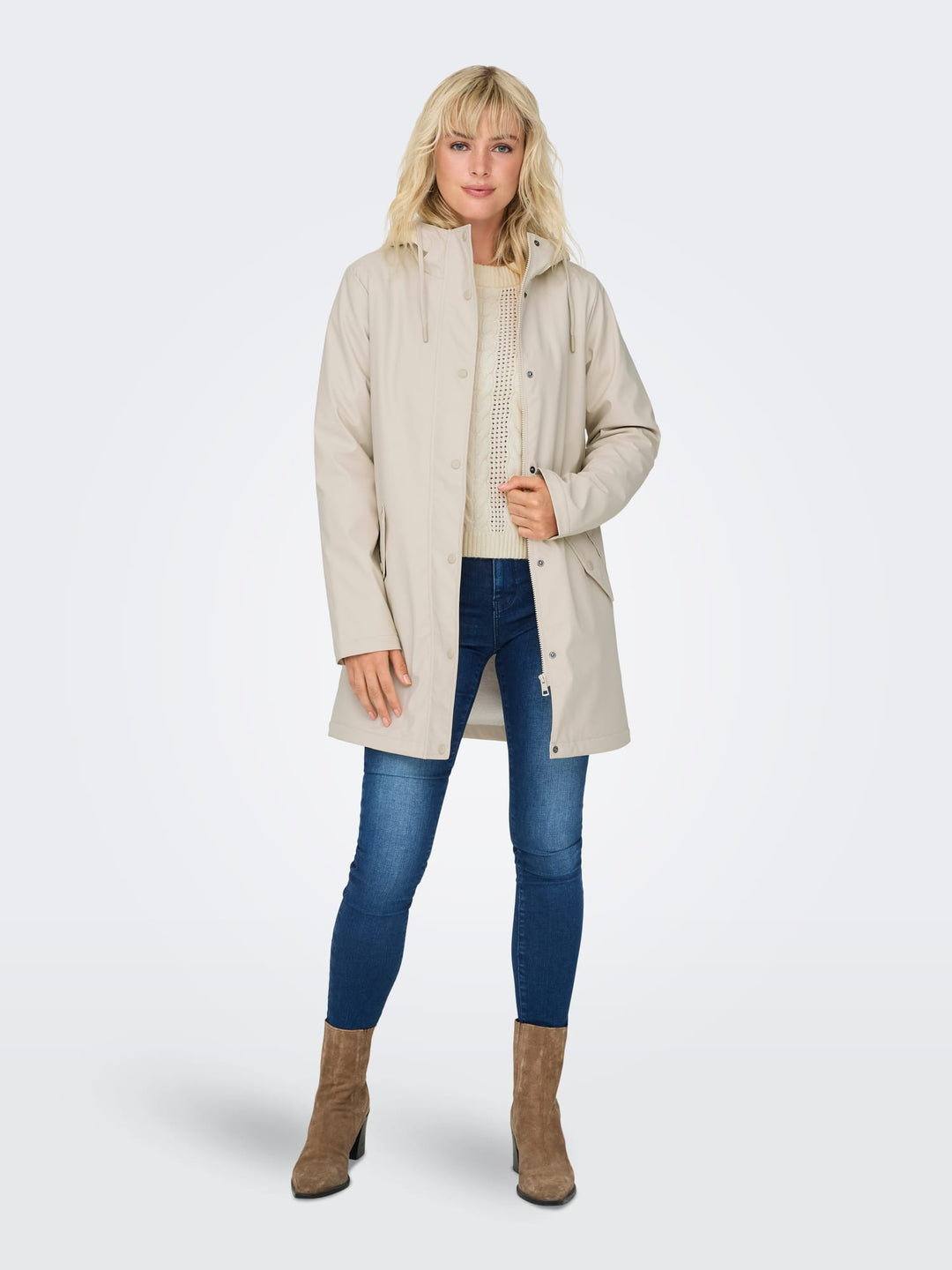 Only ONLSALLY regenjas beige – dames