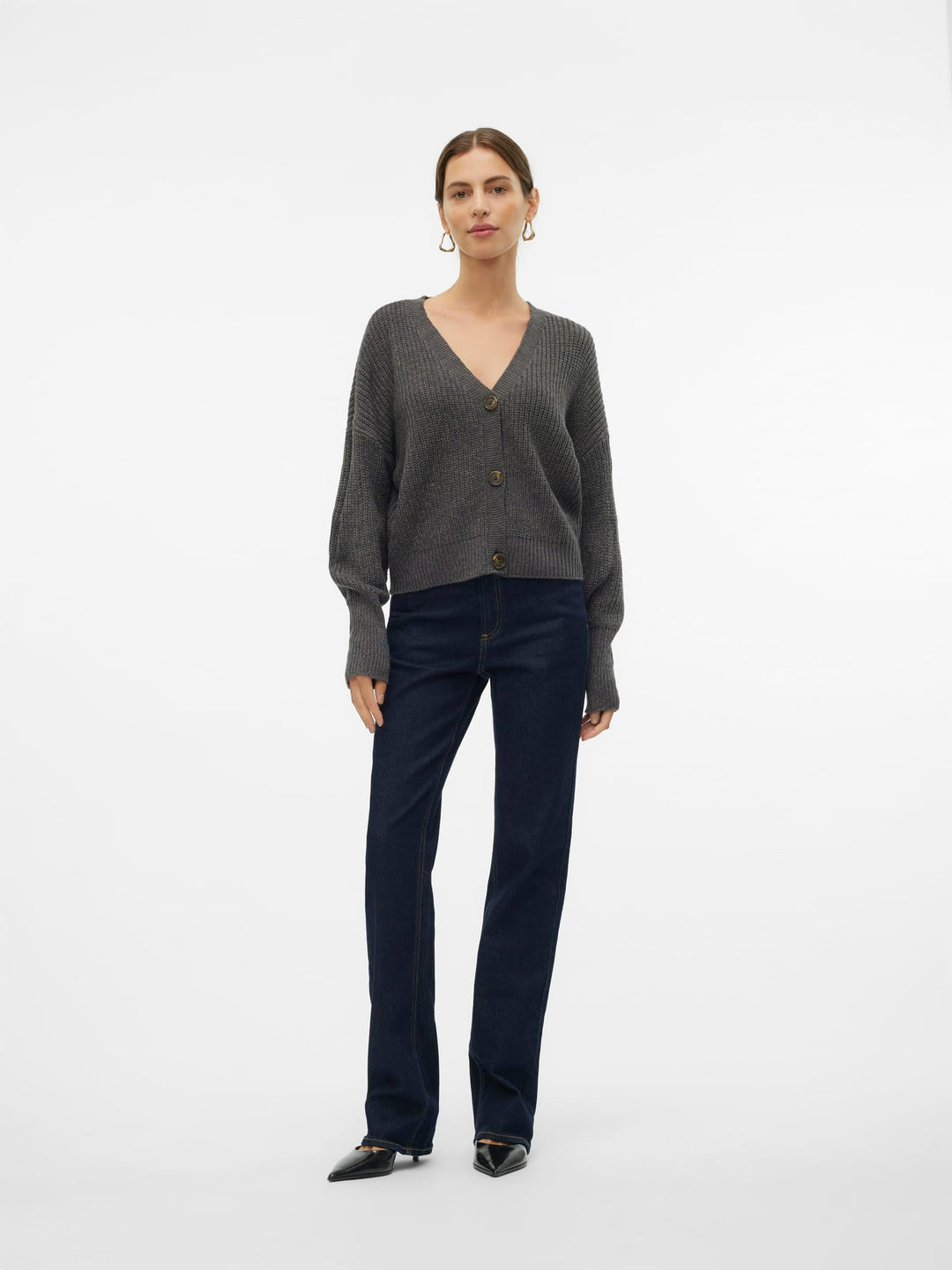 VERO MODA 10249632 Lea vest gebreid dames – grijs