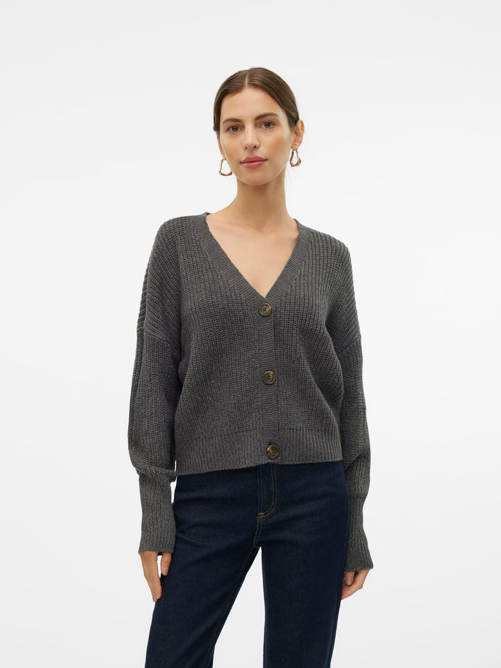 VERO MODA 10249632 Lea vest gebreid grijs