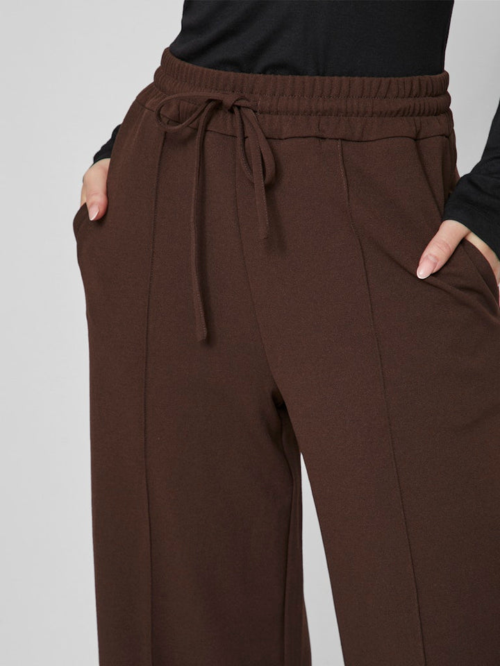 Vila 14095436 Clua lange broek bruin