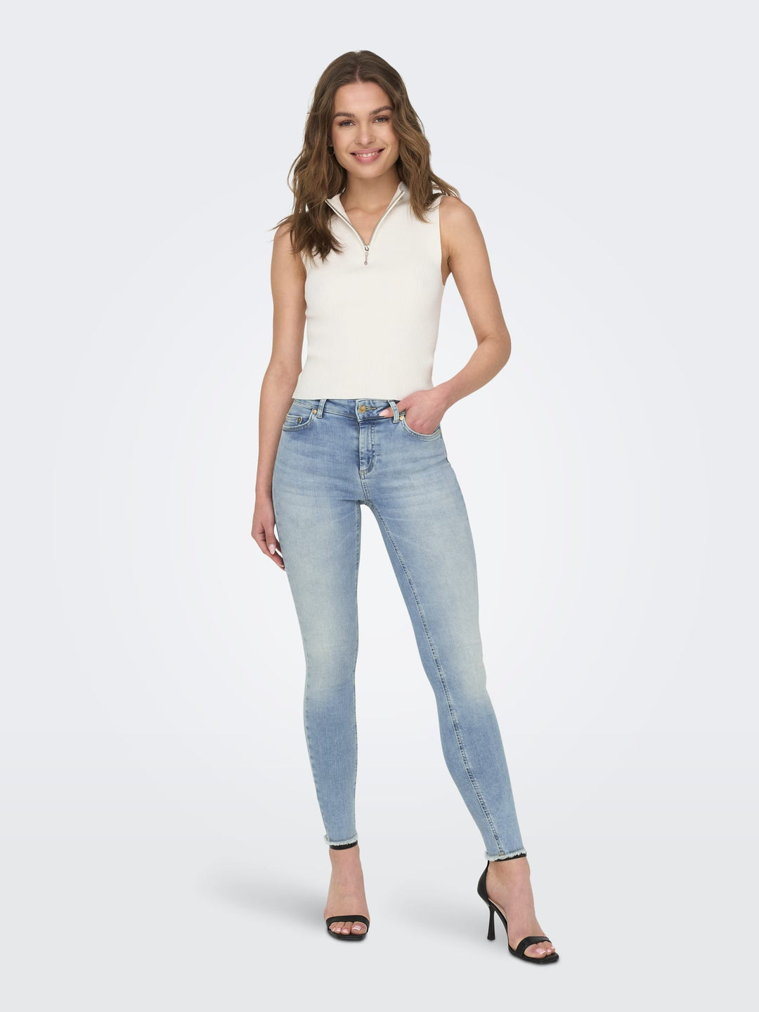 Only 15164319 Blush skinny fit jeans – dames - Blue Denim - L34