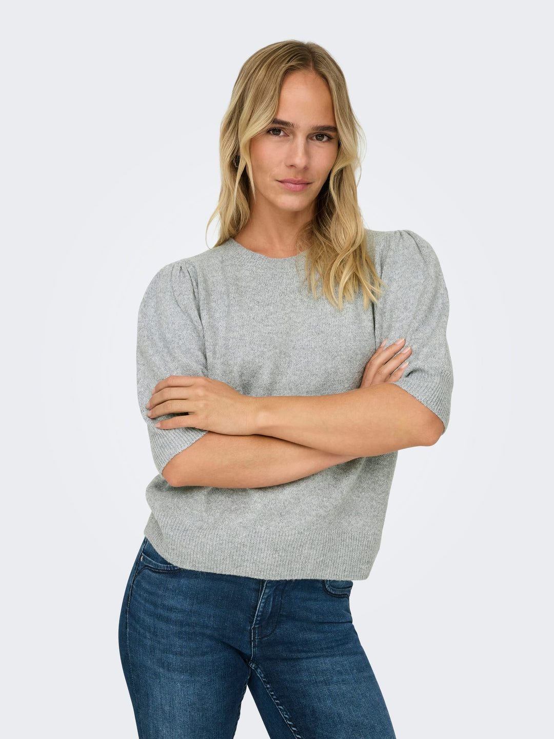 Only ONLRICA 2/4 Pullover KNT – dames trui grijs melee