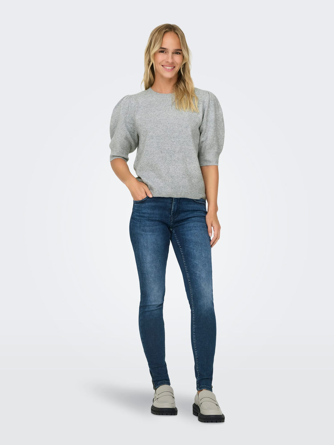 Only ONLRICA 2/4 Pullover KNT – dames trui grijs melee