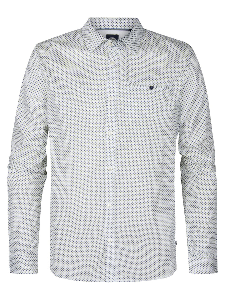 Petrol men M-1050-SIL405 overhemd l/m – heren - Wit Dessin