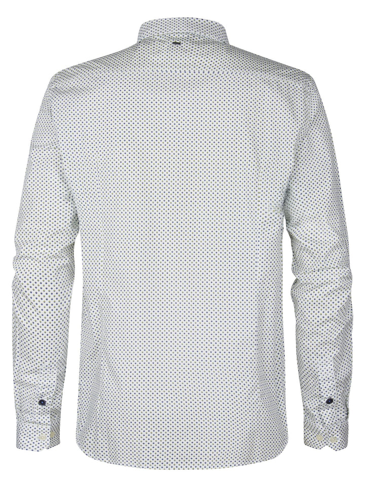 Petrol men M-1050-SIL405 overhemd l/m heren wit dessin