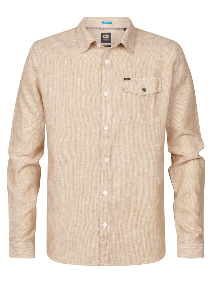 Petrol men M-1050-SIL401 overhemd l/m zand dessin – heren